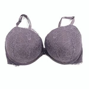 Victoria's Secret Very Sexy Full Lace Push Up Bra Size 38DD Womens Purple Floral